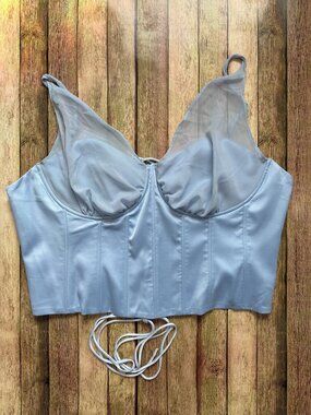Peppermayo Blue Corset Tank US 18 | Coquette Lace Up Bustier Top Current Style